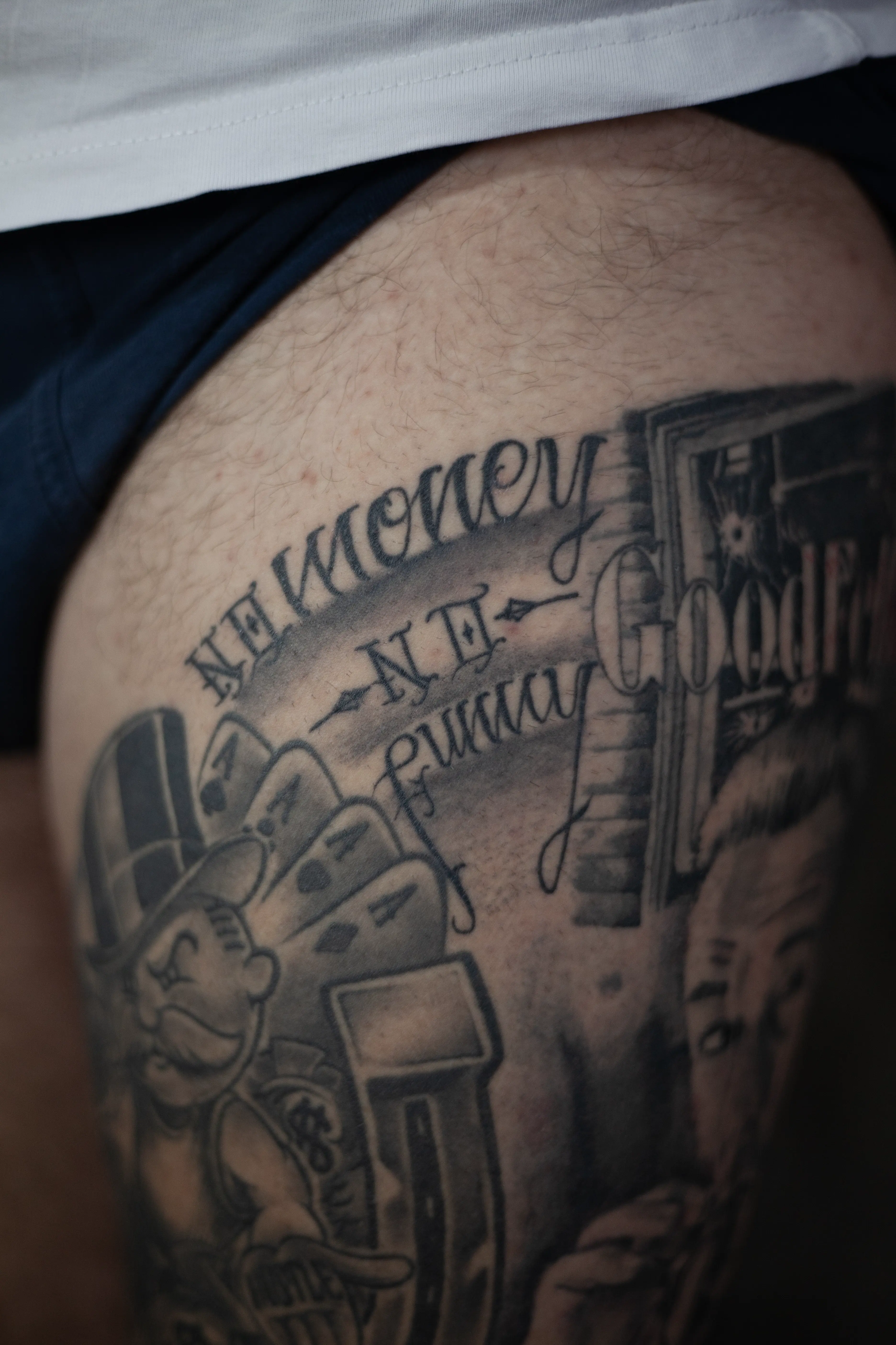 Tetovaža NO MONEY NO FUNNY - Lettering - Eternal Art Tattoo Studio Loznica
